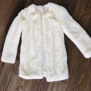 White faux fur coat